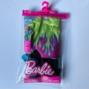 Barbie Ken Doll Clothes & Shoes Outfit New In Package Green Pink Flames